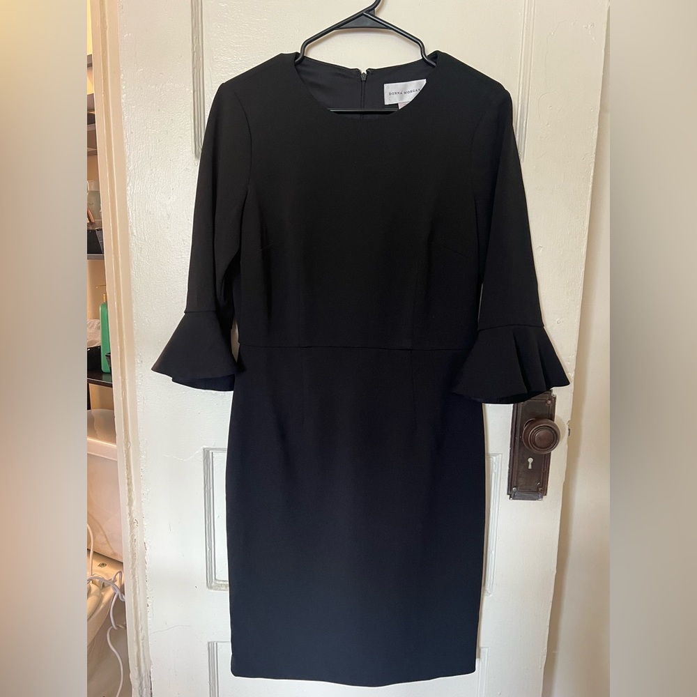 Donna Morgan Black Long Sleeve Dress with Ruffle Cuffs